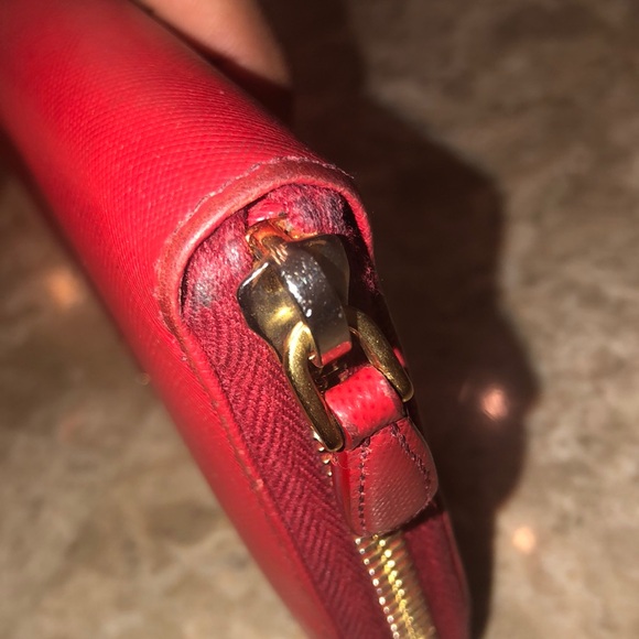 Prada Red Large Saffiano Leather Zip Around Wallet - Picture 10 of 10